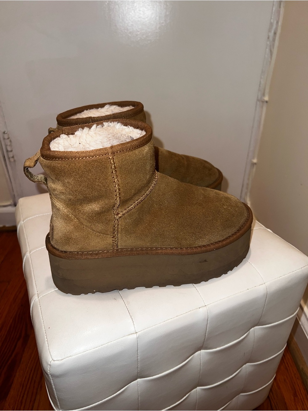 UGG Women’s Classic Tan Shearling-Lined Platform Boots